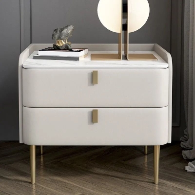 Comodino da tavolo Glam Accent a 2 cassetti, finitura anticata