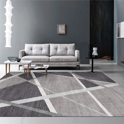 Tappeto moderno a righe Tappeto in poliestere grigio Tappeto resistente agli strappi per soggiorno