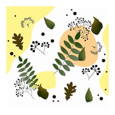 Carta da parati ambientale con illustrazione di piante tropicali per la camera da letto