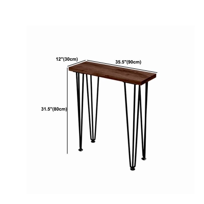 31,5" H Massivholz-Konsolentisch mit Metallbeinen, Mid-Century Modern
