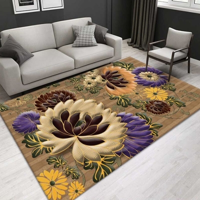 Tappeto moderno verde Fiori Tappeto per interni in poliestere Tappeto antimacchia per soggiorno
