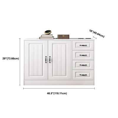 Cassettiera portaoggetti bianca, cassettiera portaoggetti in legno in stile moderno con cassetti e ante