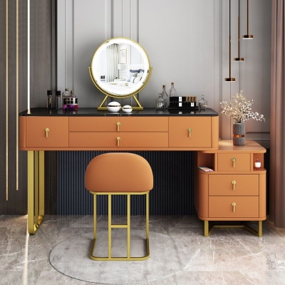 Lussuoso set da toilette alto da 7 cassetti con 7 cassetti e sgabello imbottito