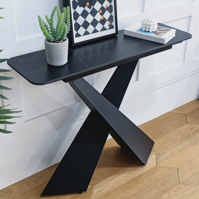 15" breiter moderner Konsolentisch, rechteckiger Konsolen-Akzenttisch aus Stein