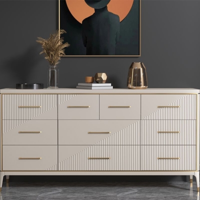 Klassische Glam-Doppelkommode aus Birkenholz mit Schubladen f&uuml;r das Schlafzimmer