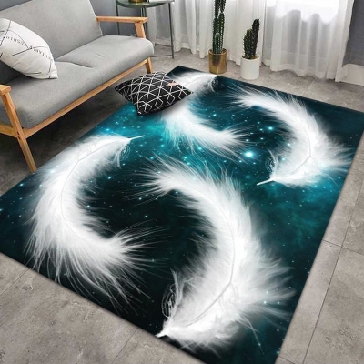 Tappeto blu piuma Tappeto moderno per interni in poliestere Tappeto lavabile per la decorazione domestica