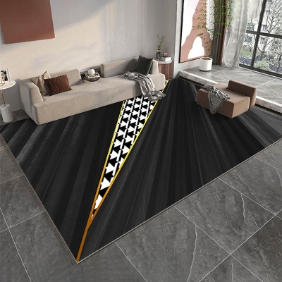Tappeto di lusso nero Tappeto grafico in poliestere Tappeto resistente agli strappi per soggiorno