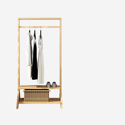 Moderner Kleiderb&uuml;gel mit zwei Regalen, Massivholz-Garderobe f&uuml;r das Wohnzimmer