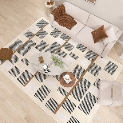 Tappeto tono marrone Tappeto in lana lavabile con motivo geometrico per la decorazione domestica