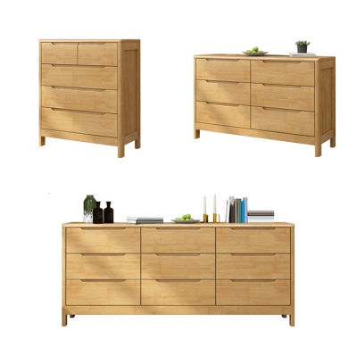 Hochmoderne Doppelkommode aus Gummibaumholz mit horizontaler Aufbewahrung f&uuml;r das Schlafzimmer
