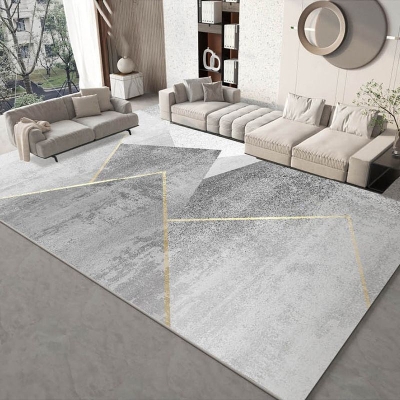 Tappeto moderno grigio chiaro Tappeto geometrico in poliestere Tappeto lavabile per la decorazione domestica
