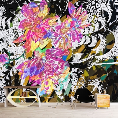 Motivo di sfondo murale resistente alla muffa illustrazione astratta murale del salotto
