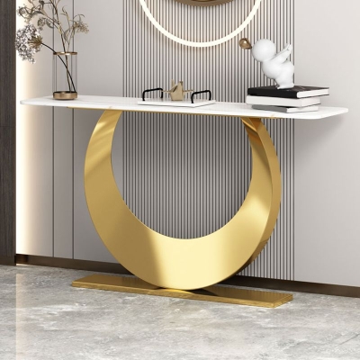 Consolle rettangolare Glam Slate Consolle con base in metallo per ingresso