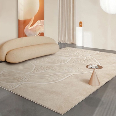 Tappeto moderno beige Tappeto lavabile in poliestere con area colorata per salotto