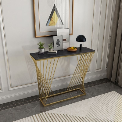 11,81" W Glam Konsolen-Akzenttisch, rechteckiger Konsolen-Sofatisch mit antikem Finish