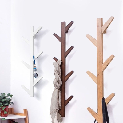 Appendiabiti moderno Appendiabiti da parete in legno con ganci