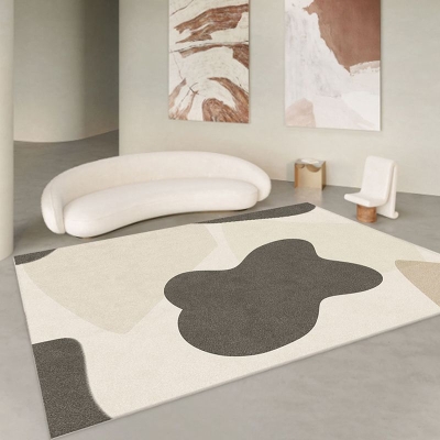 Tappeto casual beige Tappeto in linea di poliestere Tappeto resistente agli strappi per salotto