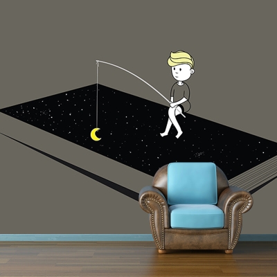 Illustrazione dei personaggi Carta da parati resistente alla muffa Decorazione murale per la camera da letto ambientale
