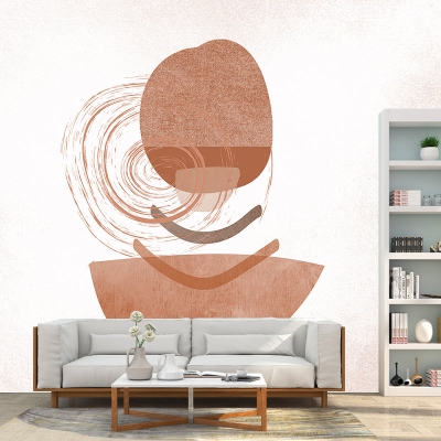 Carta da parati murale con illustrazione in stile boh&eacute;mien Carta da parati per interni con piante
