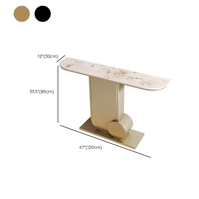 Glam Stone Akzenttisch Halbmond-Sofa-Konsolentisch aus Metall f&uuml;r den Flur