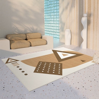 Tappeto casual marrone scuro Tappeto in pezzi colorati in poliestere Tappeto resistente alle macchie per soggiorno