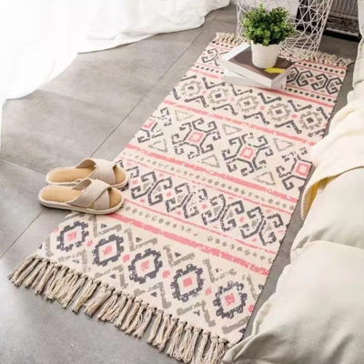 Tappeto grafico casual Tappeto per interni beige in poliestere Tappeto lavabile per salotto