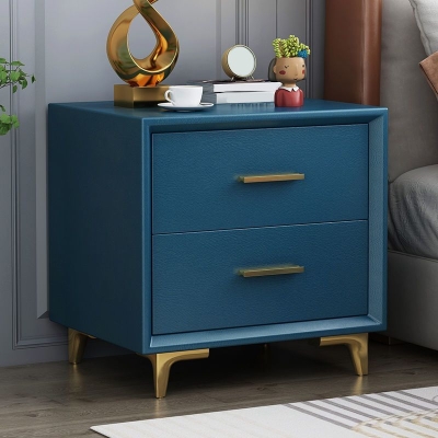 Comodino da tavolo con accento moderno a 2 cassetti, comodino in legno con finitura anticata