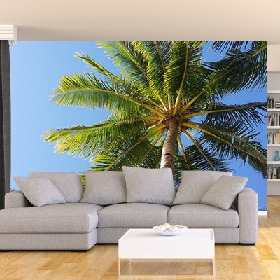 Carta da parati piacevole Decorazione murale per salotto con motivi a foglia di pianta tropicale