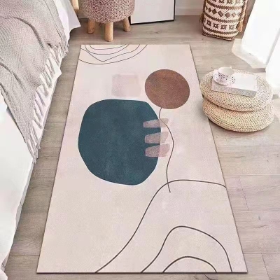 Tappeto a blocchi di colore rosa Tappeto nordico in poliestere resistente alle macchie per la decorazione domestica