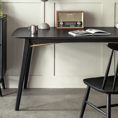 Tavolo da pranzo moderno rettangolare in rovere nero per 4 persone