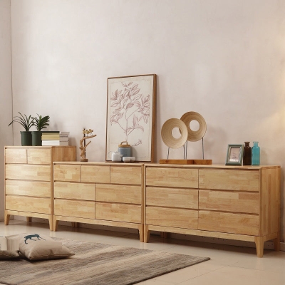 Zeitgen&ouml;ssische 16-Zoll-Breite Kommode aus Gummiholz, Schlafzimmerkommode mit Schubladen
