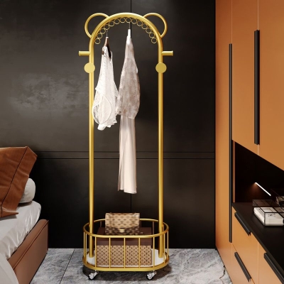 Designer-Garderobe aus Metall, wundersch&ouml;ne schlichte Garderobe mit Rollen, Kleiderb&uuml;gel