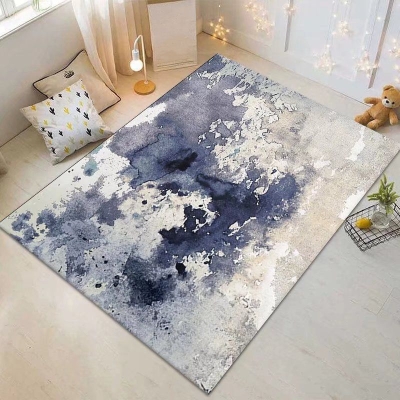 Tappeto moderno con motivo astratto Tappeto lavabile in poliestere grigio scuro per soggiorno