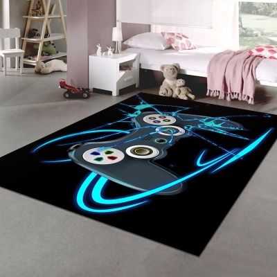 Tappeto alla moda con motivo Gamepad, tappeto in poliestere, resistente alle macchie, per soggiorno
