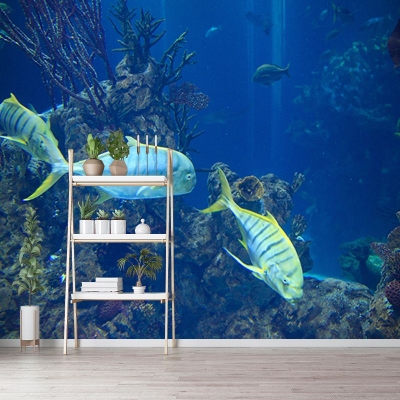 Decorazione murale realistica Decorazione murale per salotto con motivi di pesci tropicali