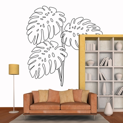 Carta da parati con illustrazione di piante tropicali Carta da parati resistente alla muffa Decorazione murale per camera da letto