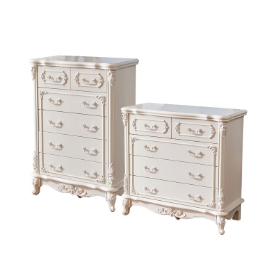 Cassettiera classica in legno Glam bianca con cassetto per camera da letto