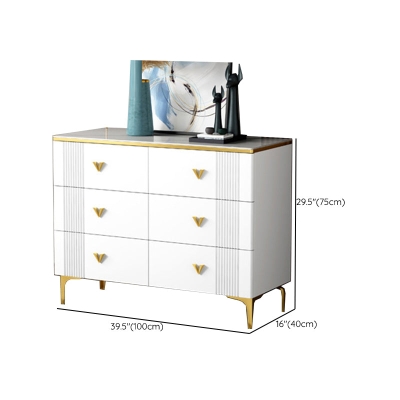 Glam Kommode Schlafzimmer Stone 15,7" breite Kommode in Wei&szlig; mit Schubladen