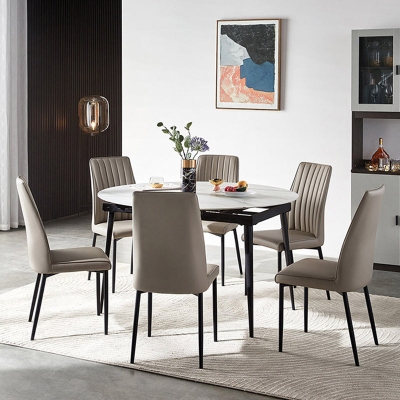 Tavolo da pranzo moderno rettangolare e rotondo in pietra pieghevole facile