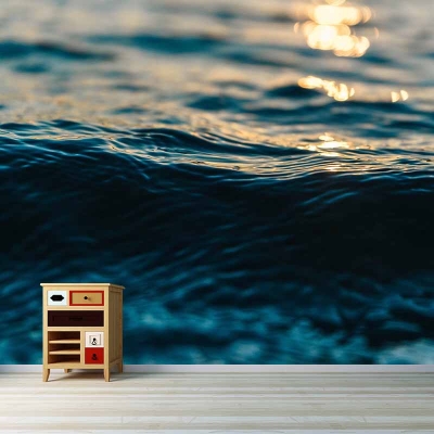 Carta da parati non incollata Fotografia tropicale Modello di mare Resistente alla muffa per interni