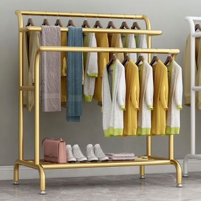 Moderner Kleiderb&uuml;gel aus Metall mit 3 Kleiderstangen und unterem Regal