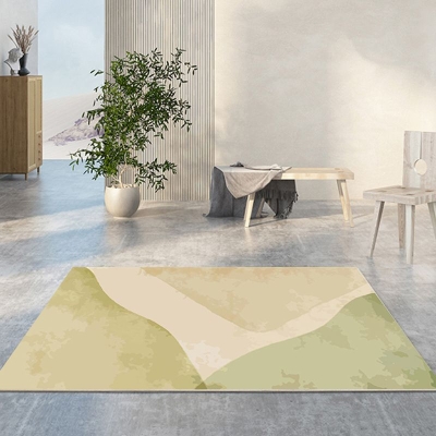 Tappeto moderno verde Tappeto lavabile in poliestere con colori astratti a contrasto per soggiorno