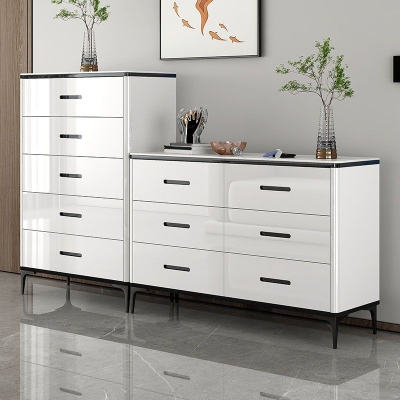 Zeitgen&ouml;ssische Schlafzimmer-Aufbewahrungstruhe in Steinwei&szlig; mit Schubladen
