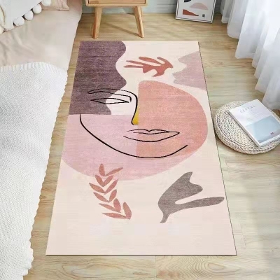 Tappeto nordico rosa Tappeto lavabile in poliestere color grumo per la decorazione domestica