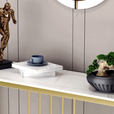 Glam-Konsolentisch, Antik-Finish, Konsolen-Sofatisch aus Stein