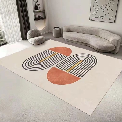 Tappeto a blocchi di colore grigio Tappeto nordico in poliestere Tappeto lavabile per salotto