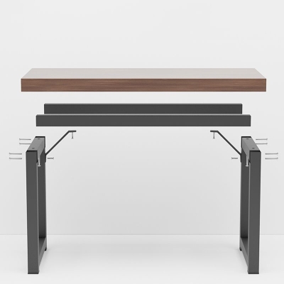 Tavolo da pranzo moderno rettangolare in legno con base a slitta per soggiorno