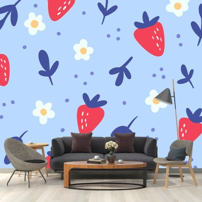 Illustrazione Carta da parati murale ecologica con frutta Decorazione murale per soggiorno