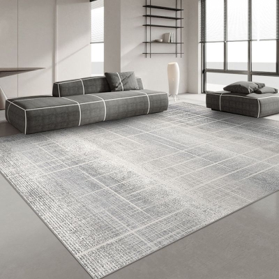 Tappeto dalla linea semplice Tappeto in poliestere grigio Tappeto resistente agli strappi per soggiorno