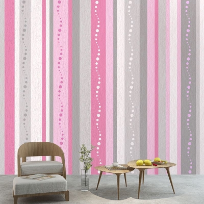 Decorazione murale per interni con strisce di carta da parati con illustrazioni in stile moderno